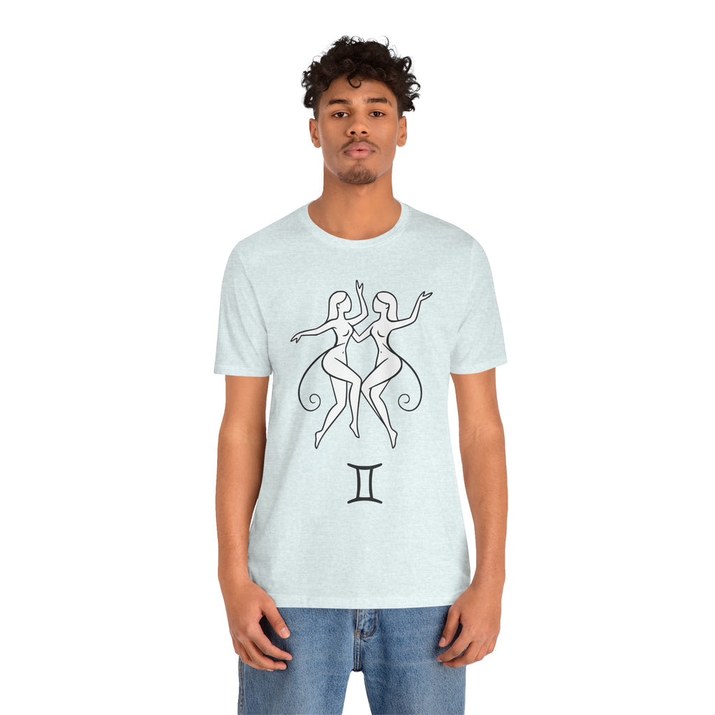 Gemini Zodiac Tee - Minimalistic Black and White Unisex Design