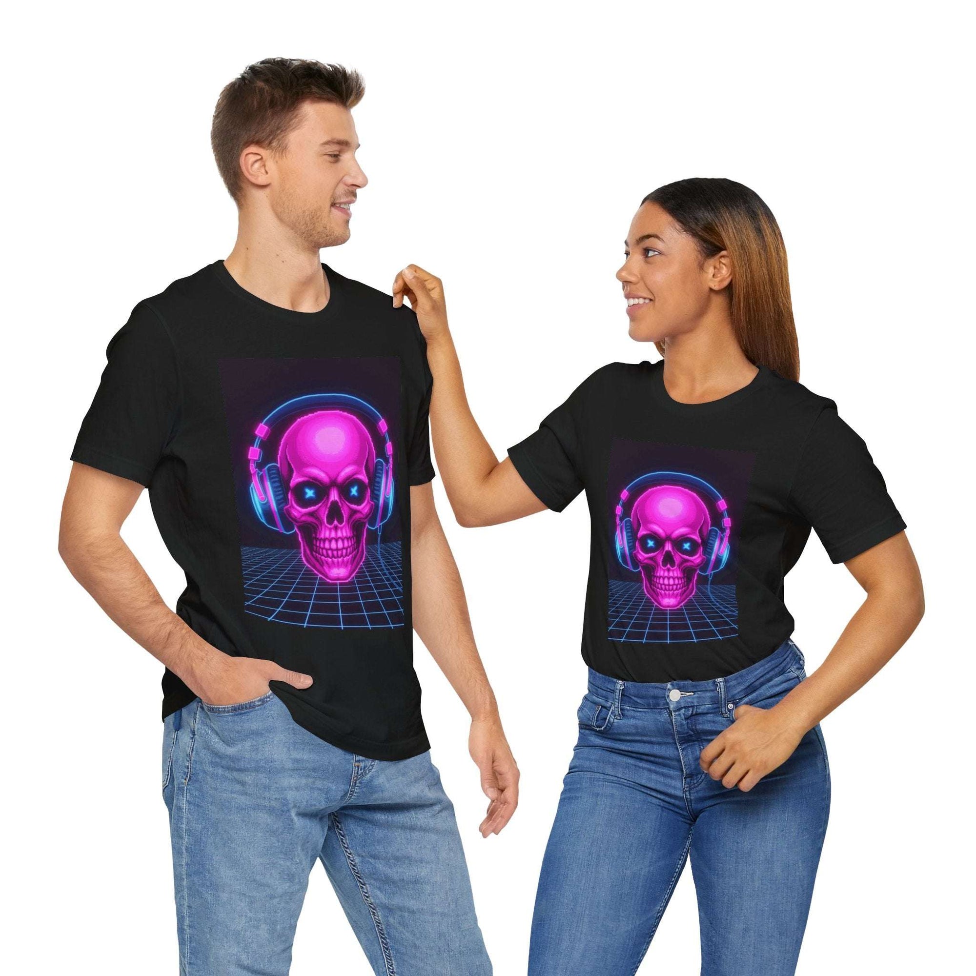 Neon Skull Synthwave Tee - Atlas Briefly