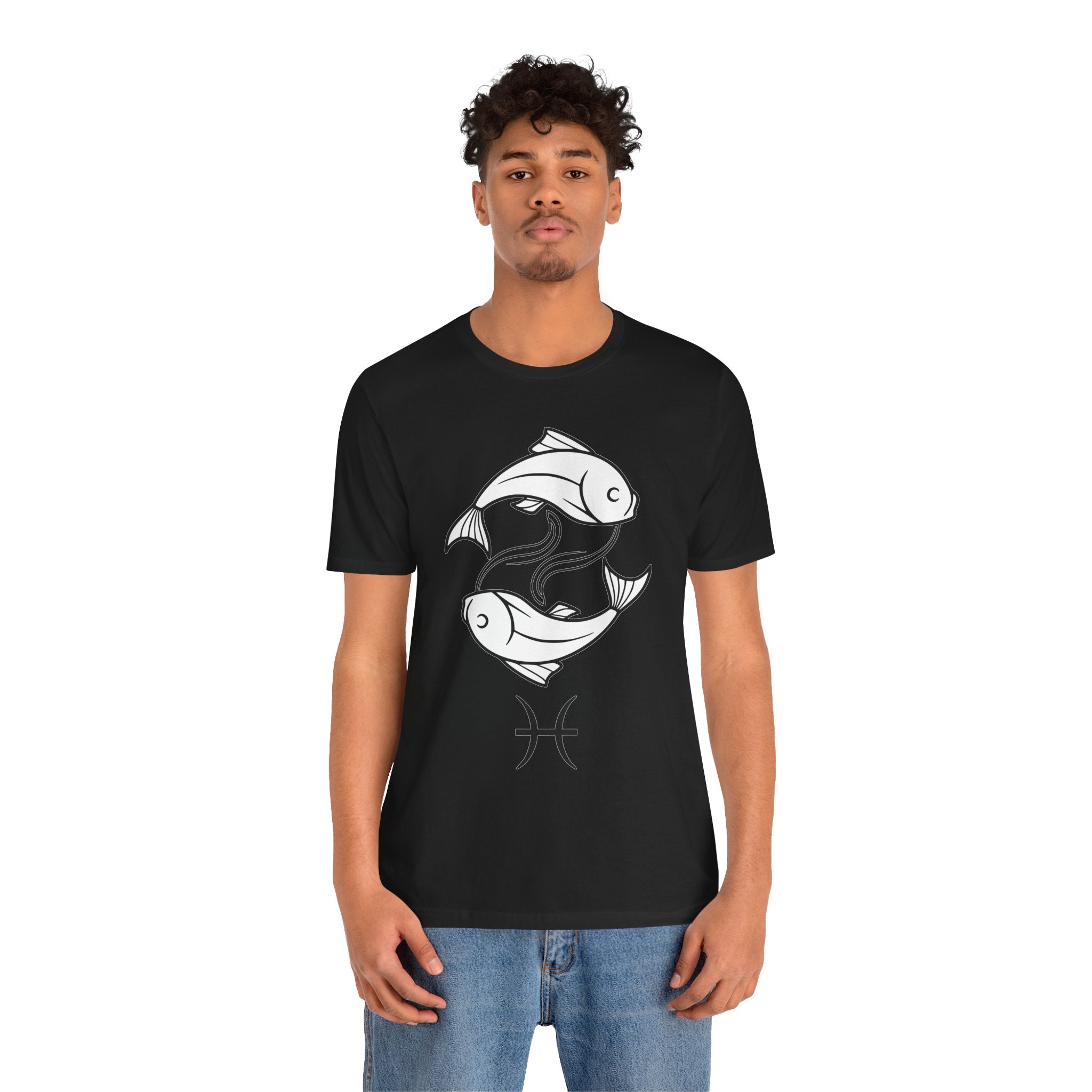 Pisces Zodiac T-shirt - Minimalist Black and White Unisex Tee