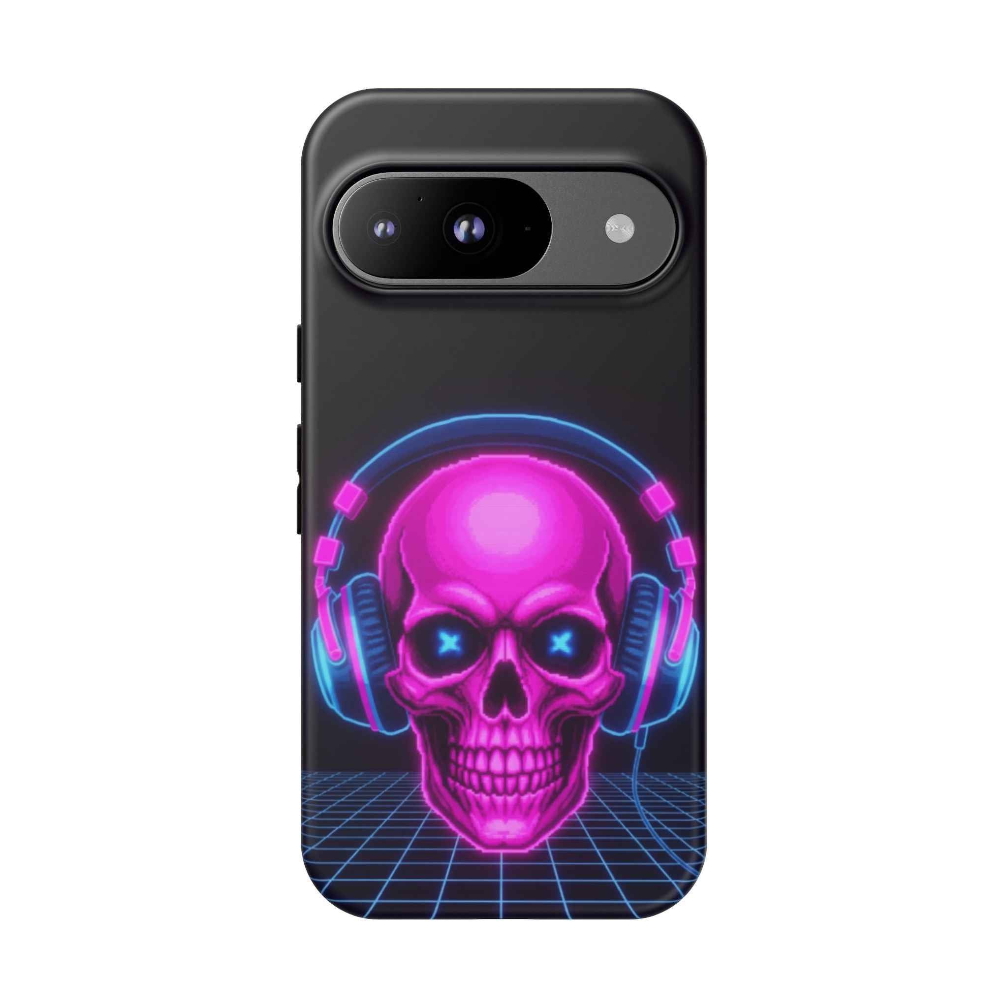 Neon Skull Phone Case - Retro Synthwave Gaming Cover - Atlas Briefly