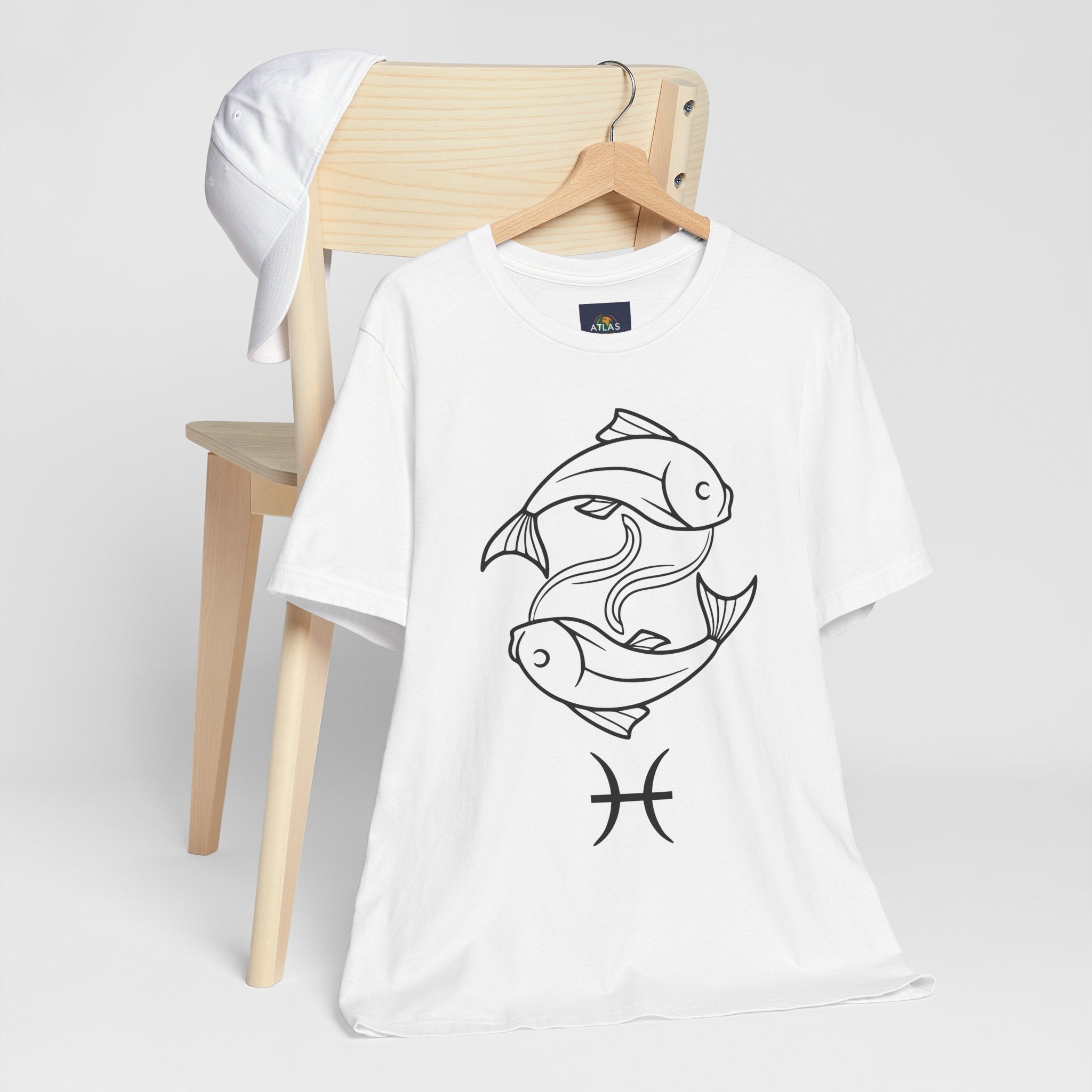 Pisces Zodiac T-shirt - Minimalist Black and White Unisex Tee