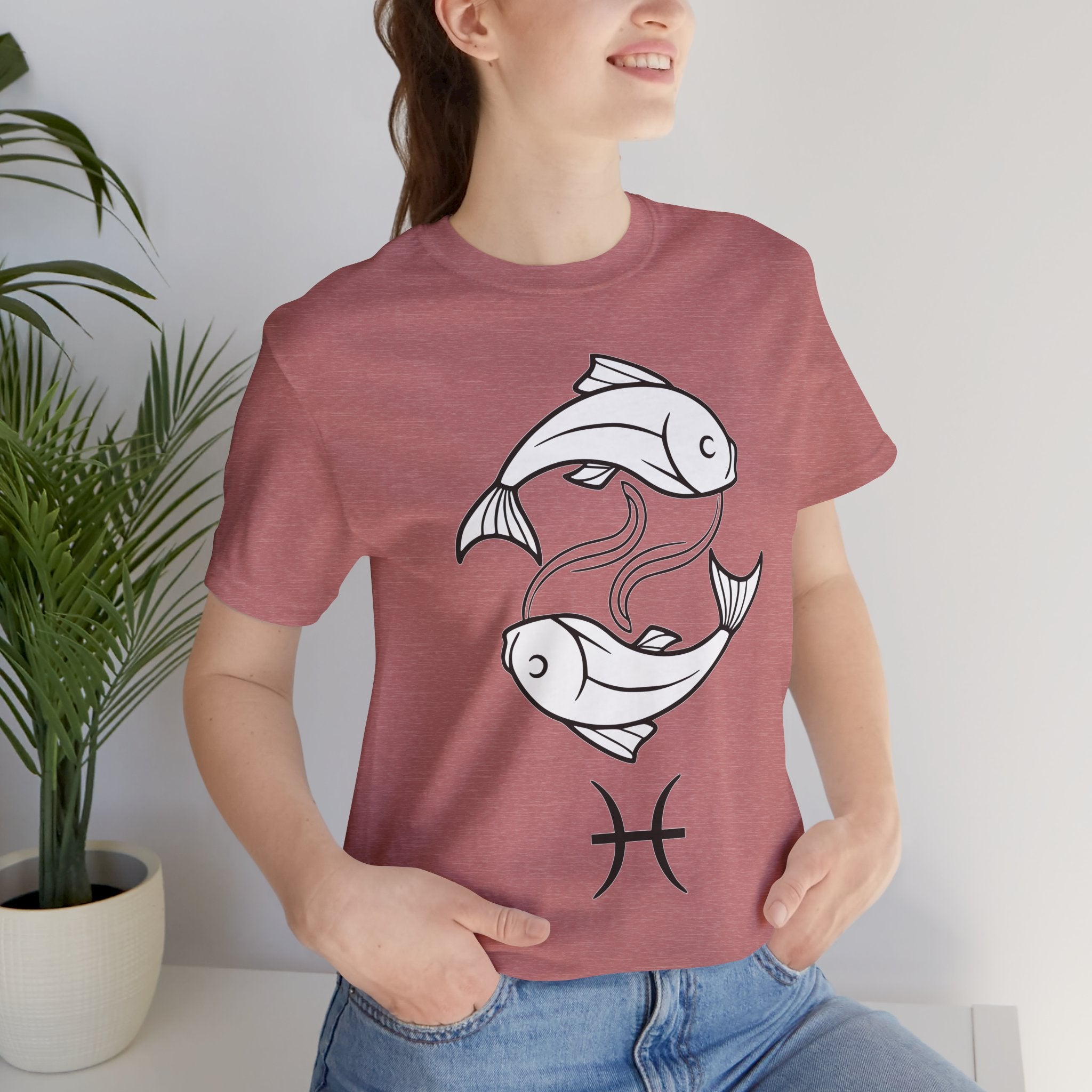 Pisces Zodiac T-shirt - Minimalist Black and White Unisex Tee