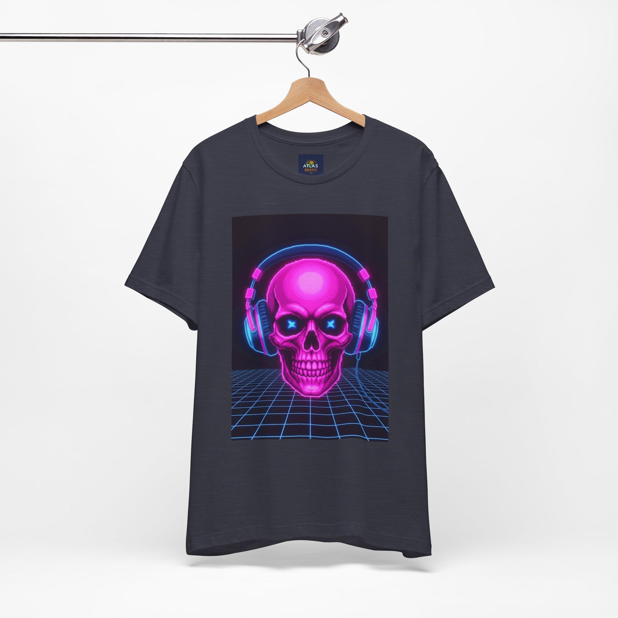 Neon Skull Synthwave Tee - Atlas Briefly