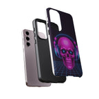 Neon Skull Synthwave Phone Case - Retro 80s Cyberpunk Mobile Cover | Vaporwave Tech Gift - Atlas Briefly