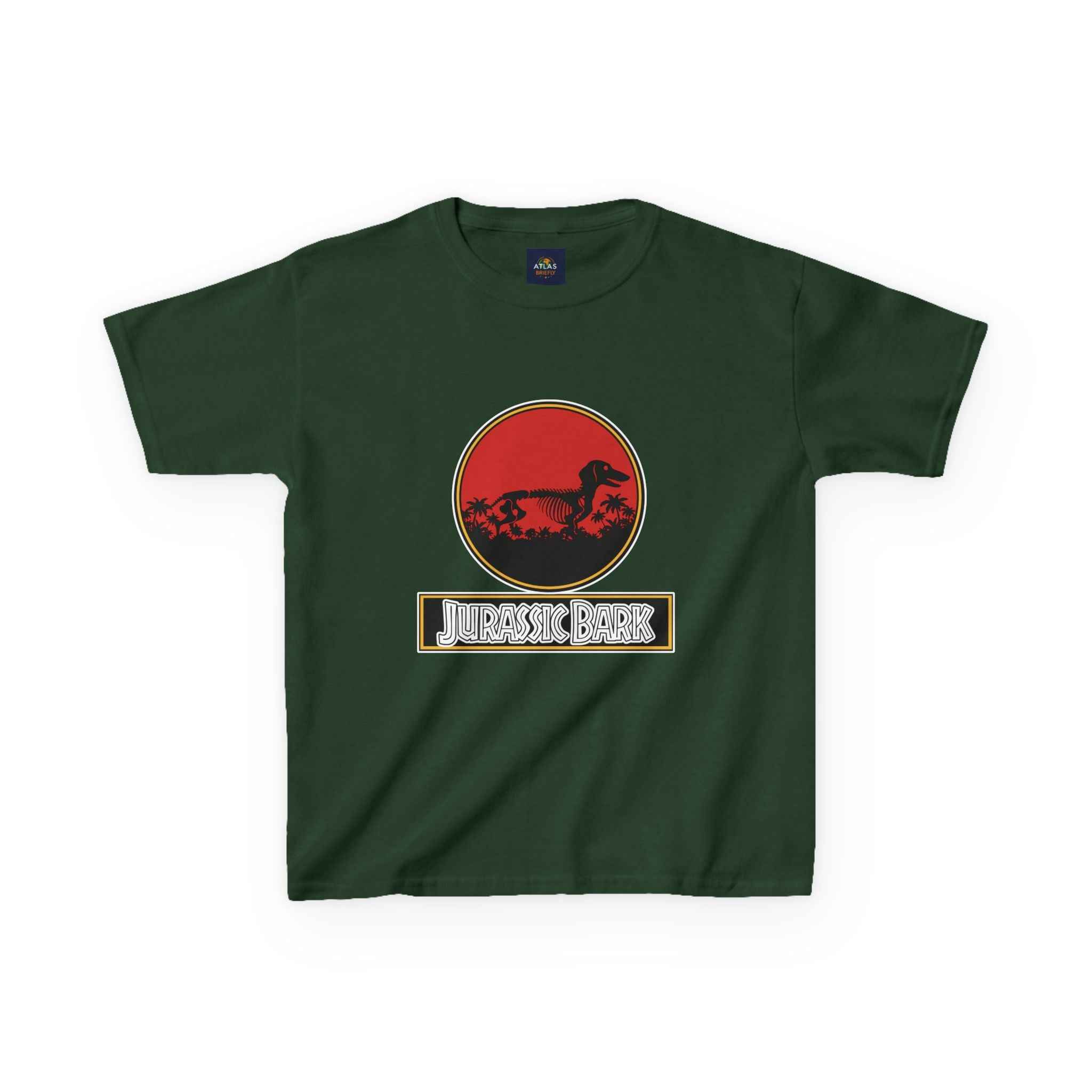 Kids Dachshund T-Shirt - Jurassic Bark Wiener Dog Tee - Atlas Briefly