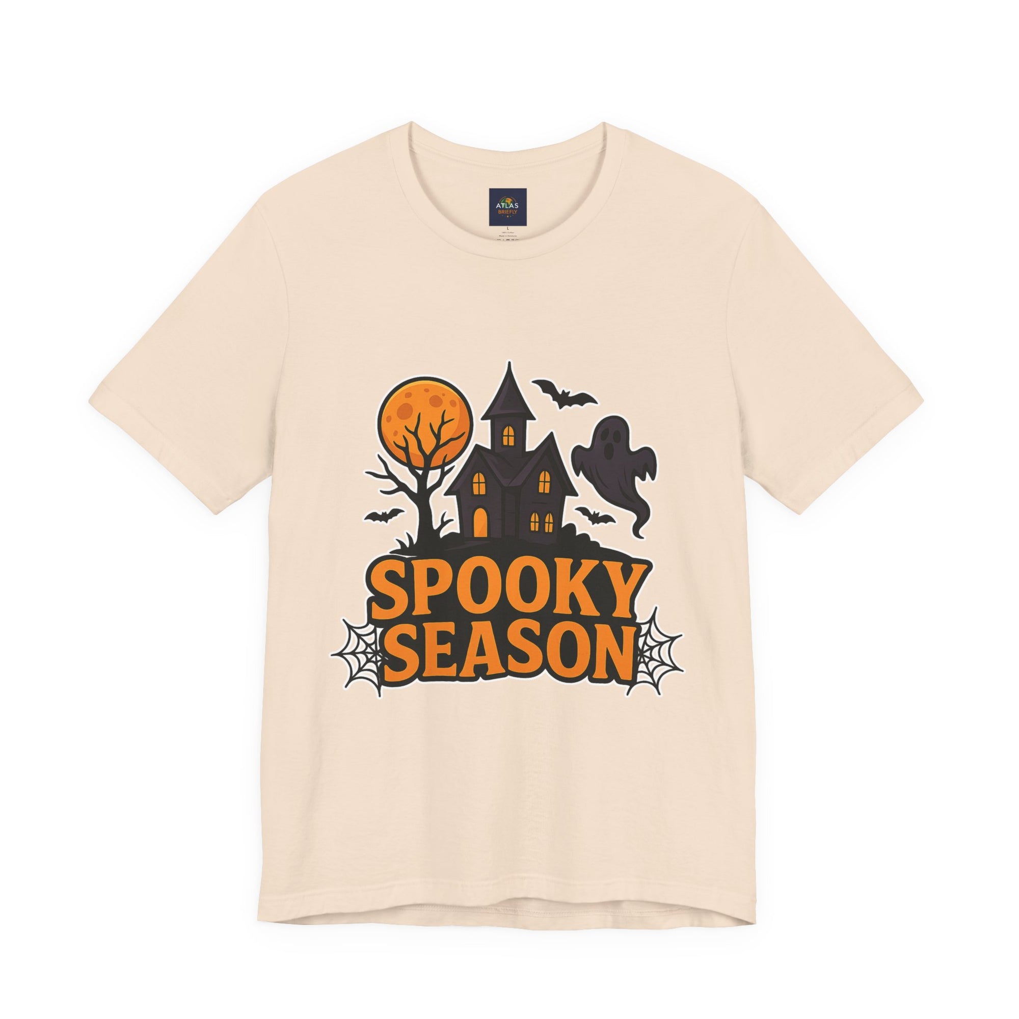 Spooky Season Halloween T-Shirt – Haunted House, Ghost & Bat Graphic Tee