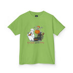 Eat Drink and Be Scary Kids Halloween T-Shirt | Cute Ghost Skeleton Pumpkin Cat Shirt for Boys Girls Trick or Treat Tee - Atlas Briefly