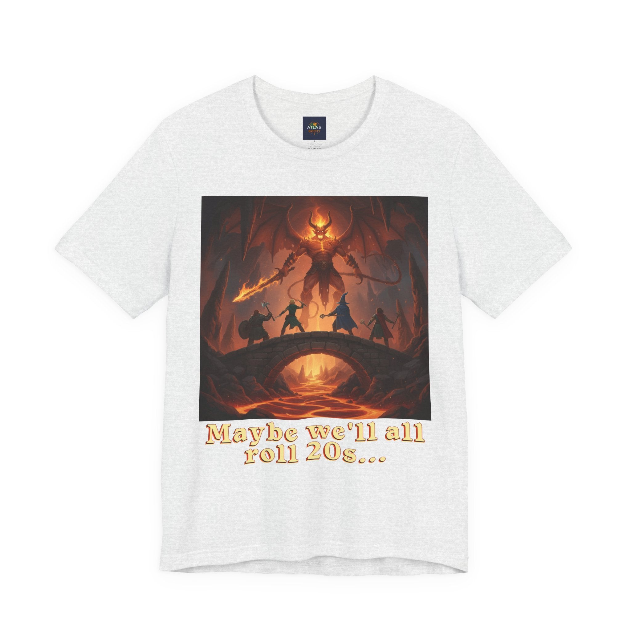 D&D Fantasy T-Shirt - Roll a Natural 20 Dungeon Master RPG Unisex Tee - Atlas Briefly