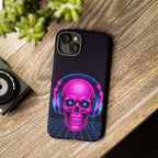 Neon Skull Synthwave Phone Case - Retro 80s Cyberpunk Mobile Cover | Vaporwave Tech Gift - Atlas Briefly