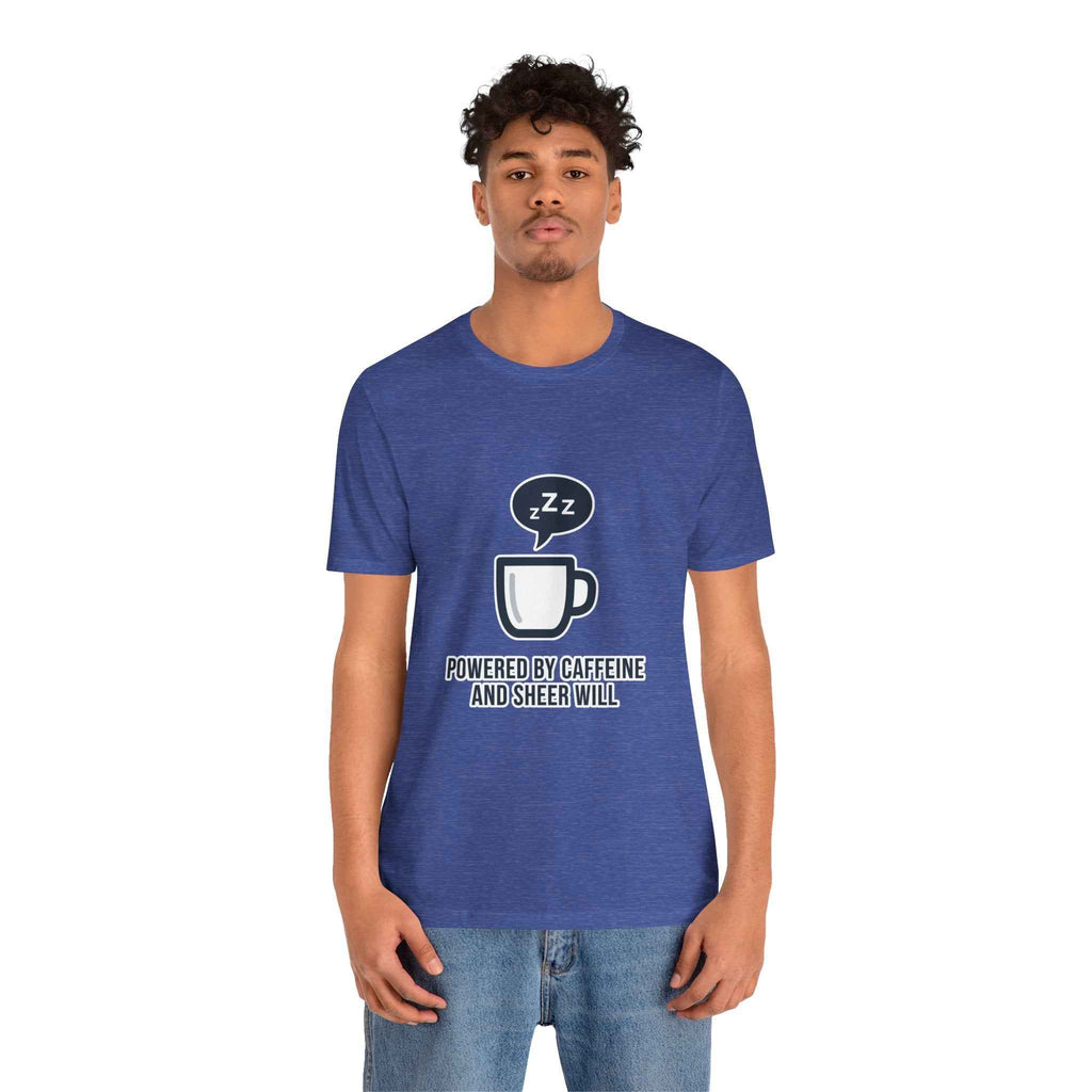 Powered by Caffeine T-Shirt - Funny Coffee Tee for Coffee Lovers - Atlas Briefly
