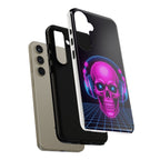 Neon Skull Synthwave Phone Case - Retro 80s Cyberpunk Mobile Cover | Vaporwave Tech Gift - Atlas Briefly