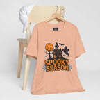 Spooky Season Halloween T-Shirt - Haunted House Ghost Bat Graphic Tee | Halloween Landscape Shirt - Atlas Briefly