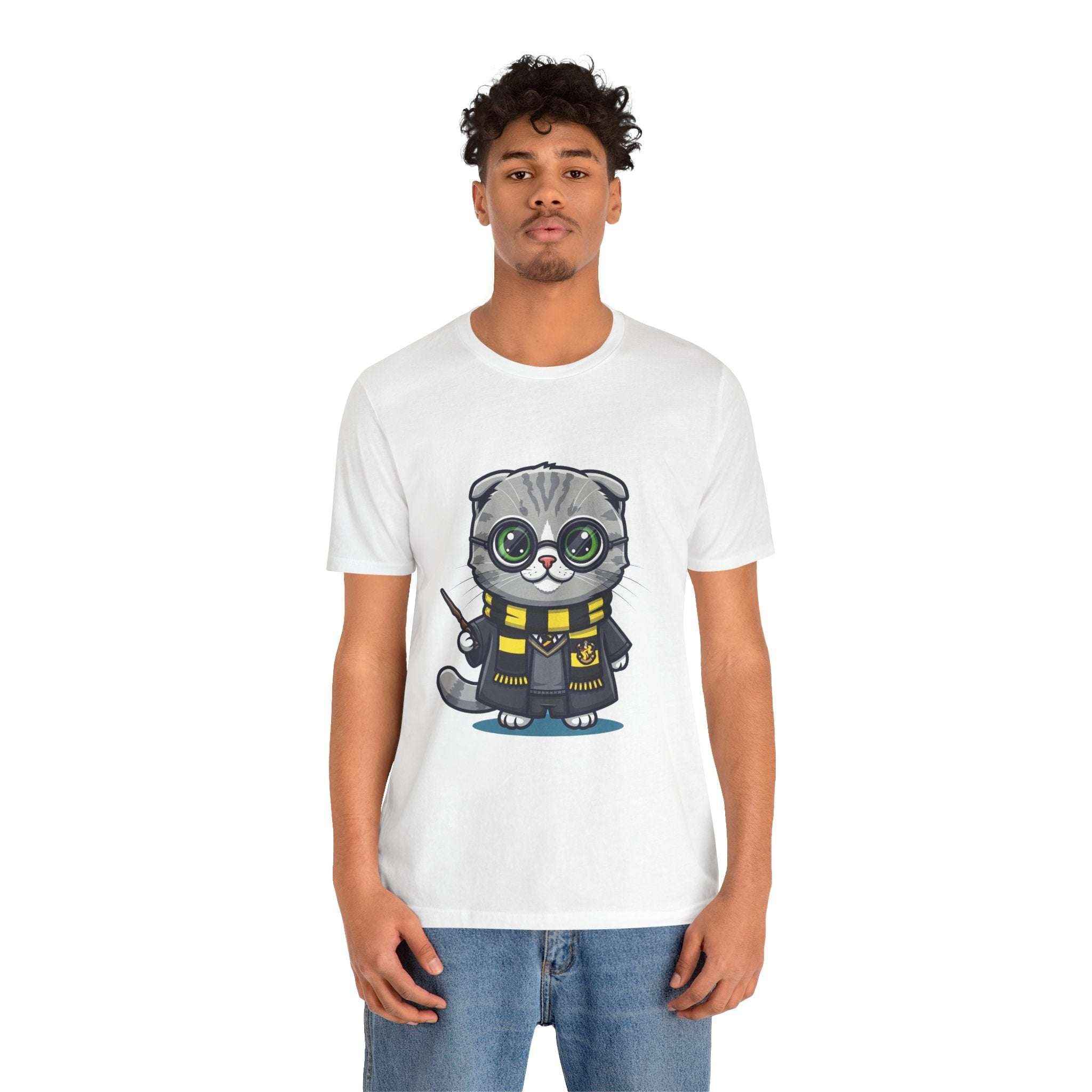 Hufflepurr T-Shirt - Funny Wizarding World Tee | Cute Potter Cat Gift - Atlas Briefly