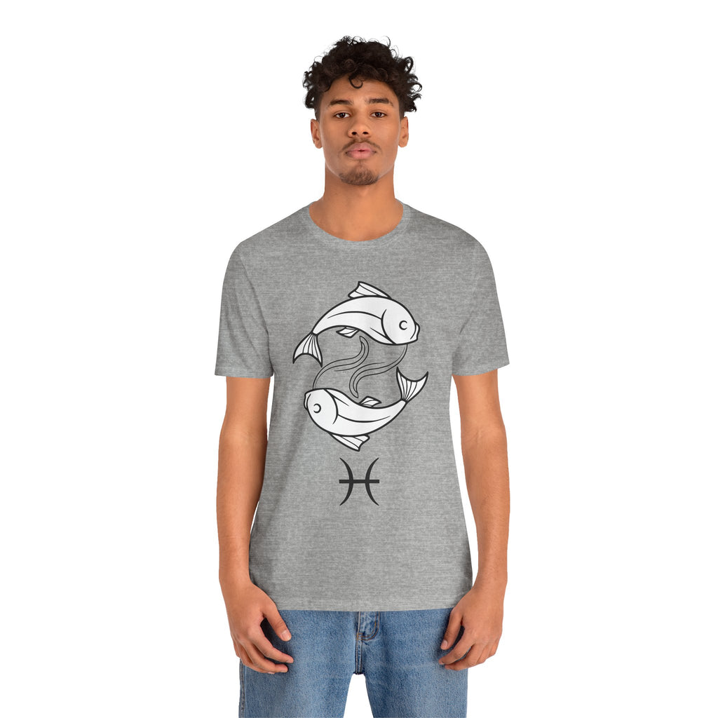 Pisces Zodiac T-shirt - Minimalist Black and White Unisex Tee
