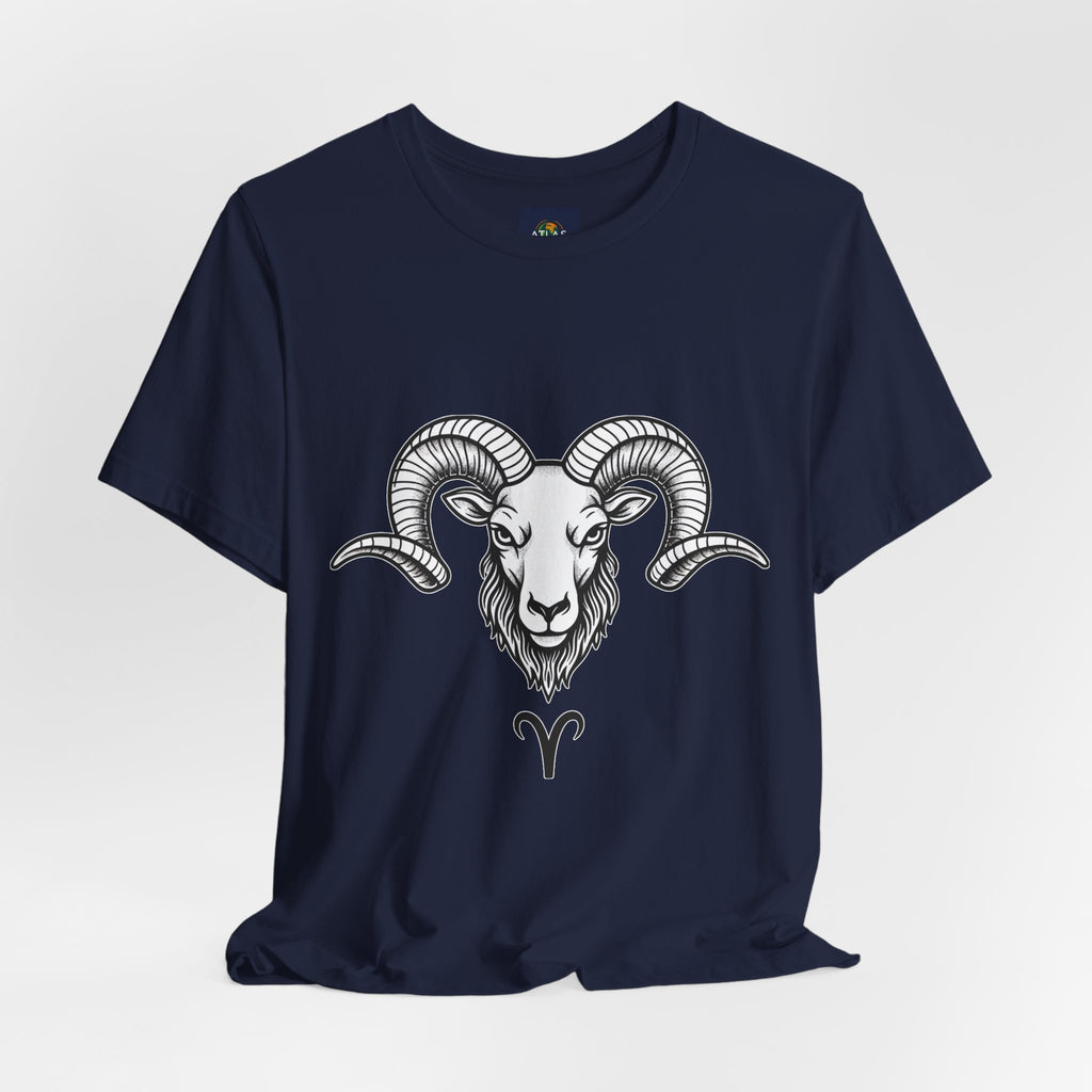 Aries Horoscope Tee - Unisex Black and White Minimal Design