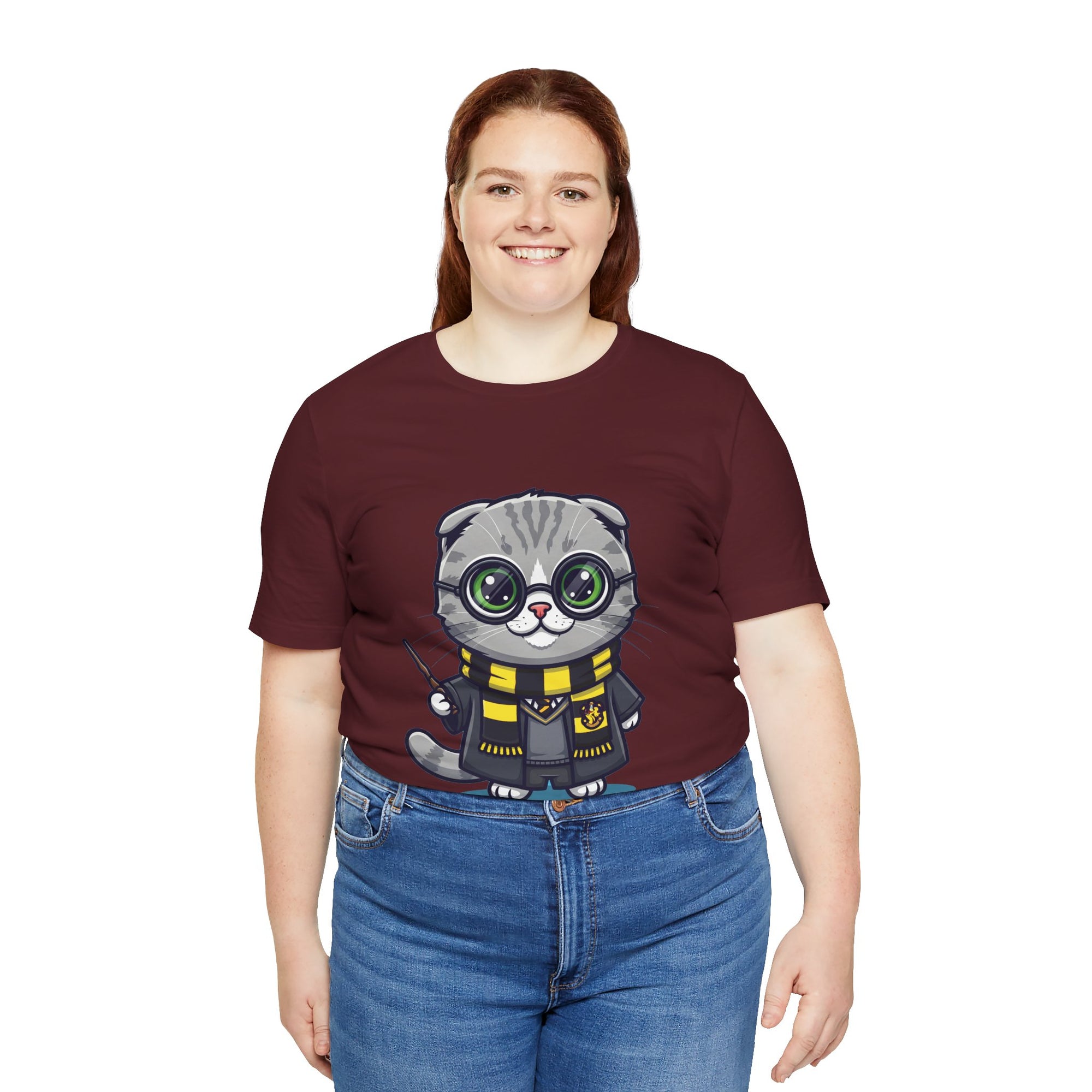 Hufflepurr Harry Potter T-Shirt - Funny Wizarding World Tee | Cute Potter Cat Gift - Atlas Briefly