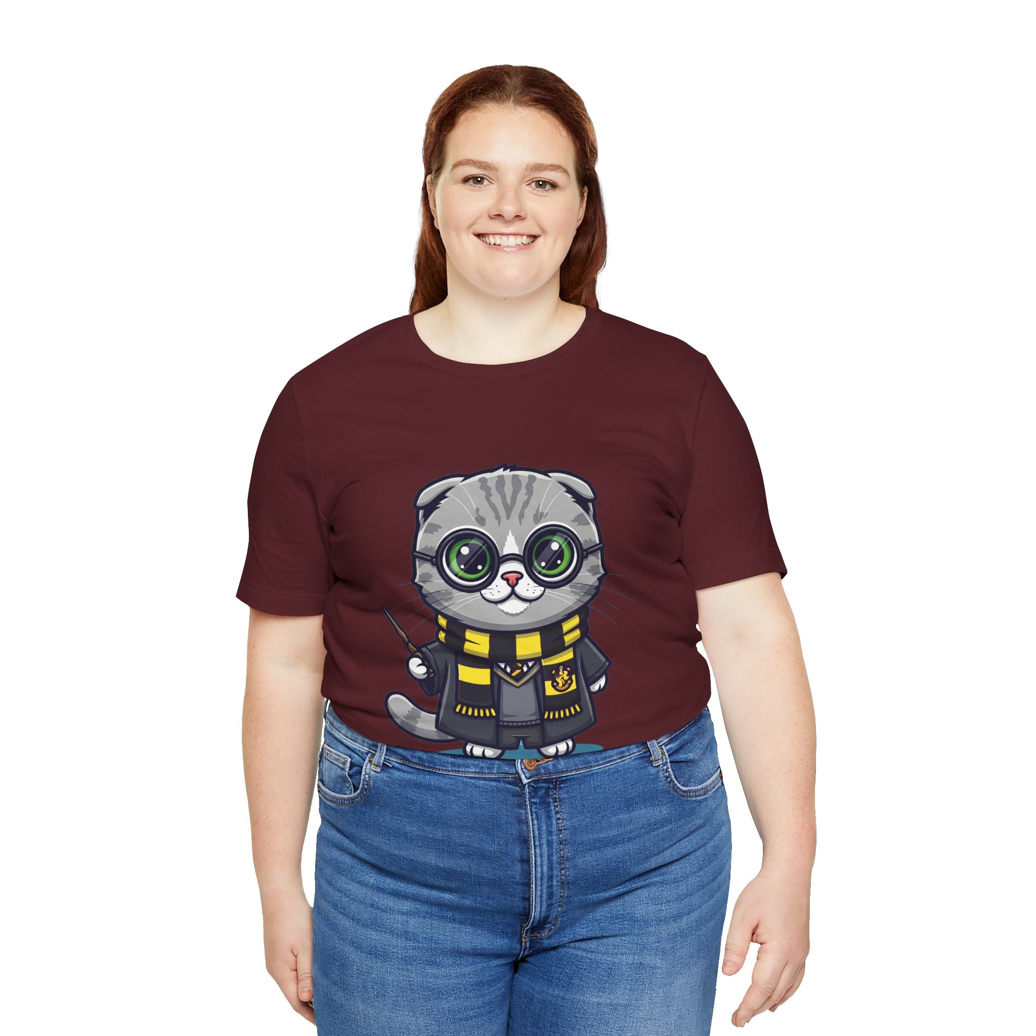 Hufflepurr Harry Potter T-Shirt - Funny Wizarding World Tee | Cute Potter Cat Gift - Atlas Briefly