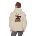Spooky Season Halloween Hoodie - Haunted House Ghost Bat Design | Cozy Halloween Sweatshirt - Atlas Briefly