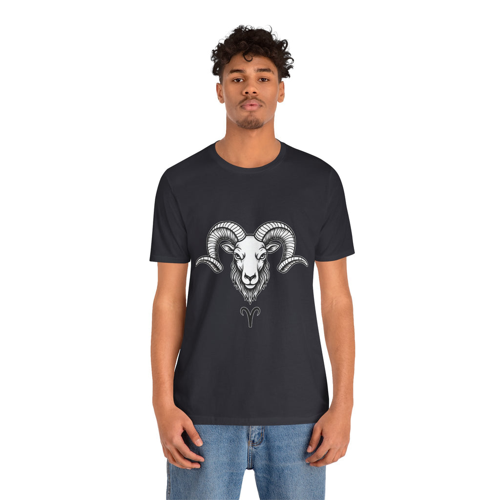Aries Horoscope Tee - Unisex Black and White Minimal Design