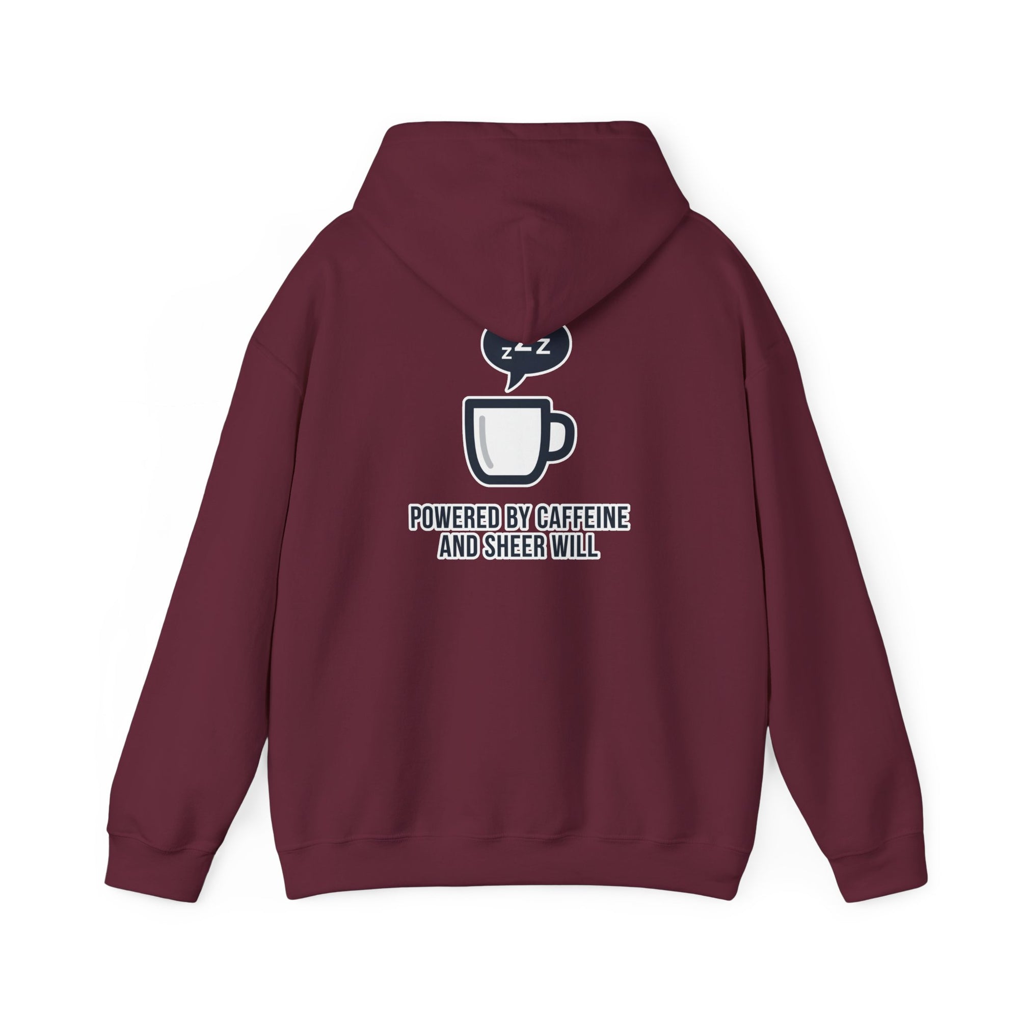 Powered by Caffeine and Sheer Will Hoodie - Funny Coffee Lover Sweatshirt | Minimalist Humor Gift - Atlas Briefly