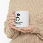 Powered by Caffeine and Sheer Will Mug - Funny Coffee Cup | Minimalist Humor Gift US Version - Atlas Briefly