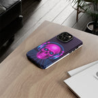 Neon Skull Synthwave Phone Case - Retro 80s Cyberpunk Mobile Cover | Vaporwave Tech Gift - Atlas Briefly