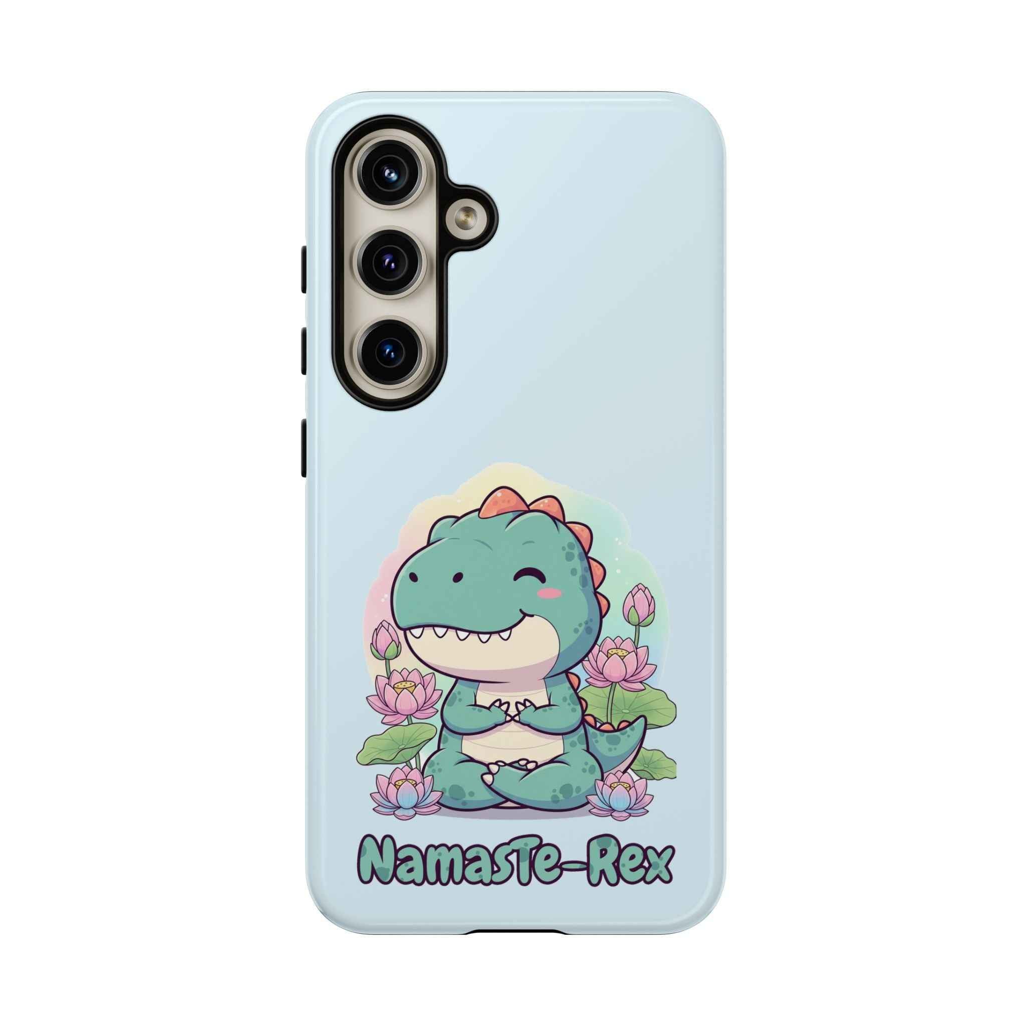 NamasTe-Rex Phone Case - Funny Yoga T-Rex Meditating Dinosaur Mobile Cover for Zen Lovers - Atlas Briefly