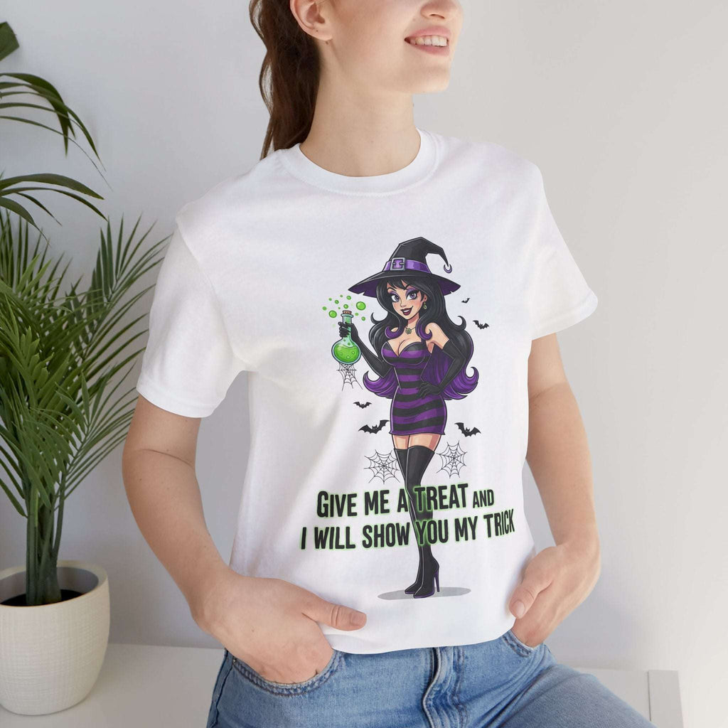 Sexy Witch Halloween T-Shirt - Flirty Witch Costume Tee | Trick or Treat Halloween Shirt - Atlas Briefly