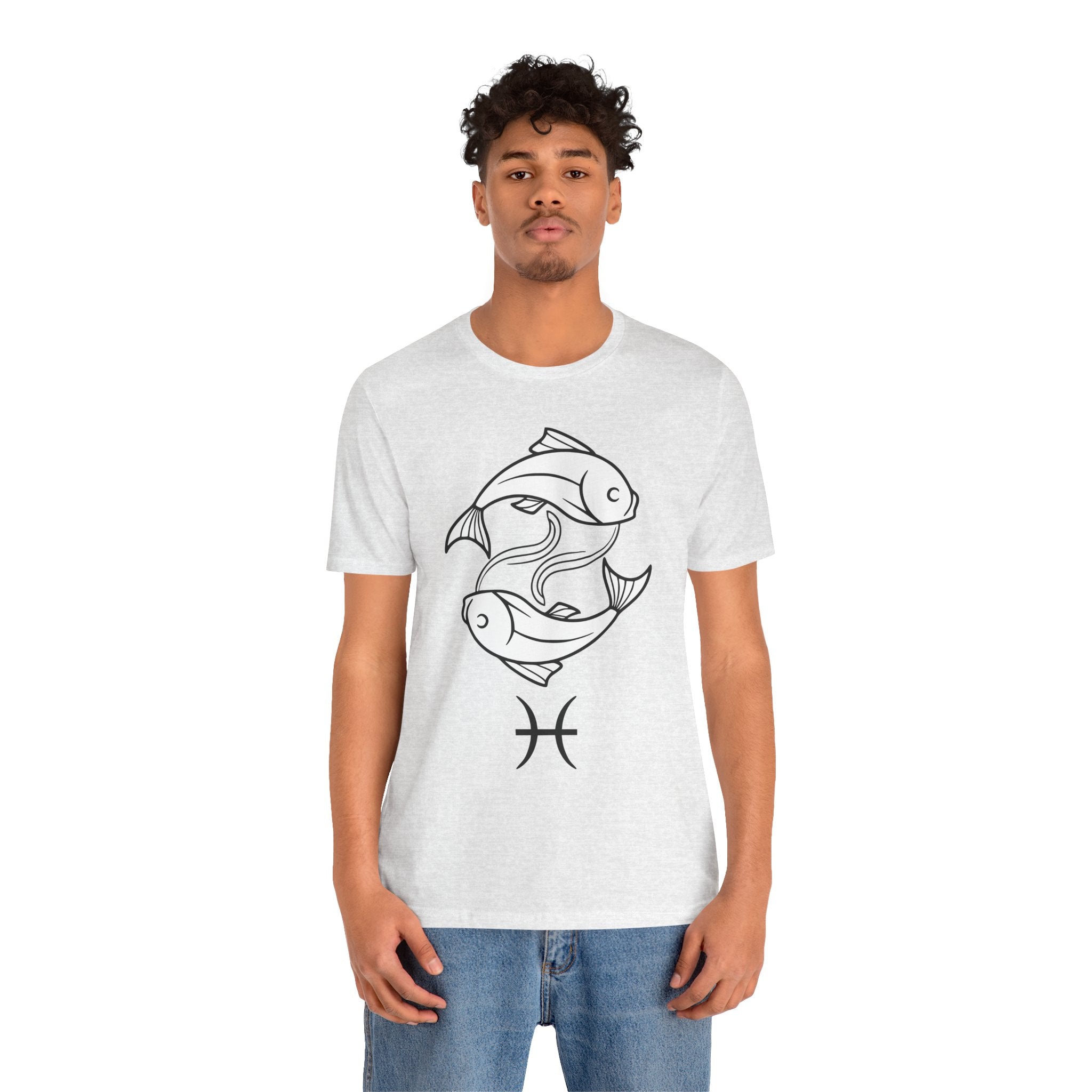 Pisces Zodiac T-shirt - Minimalist Black and White Unisex Tee