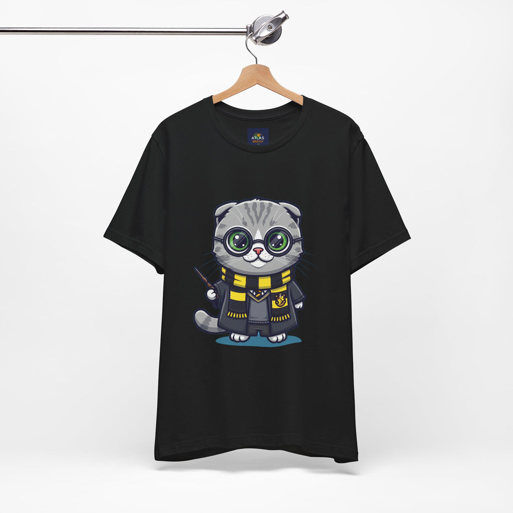 Hufflepurr Harry Potter T-Shirt - Funny Wizarding World Tee | Cute Potter Cat Gift - Atlas Briefly