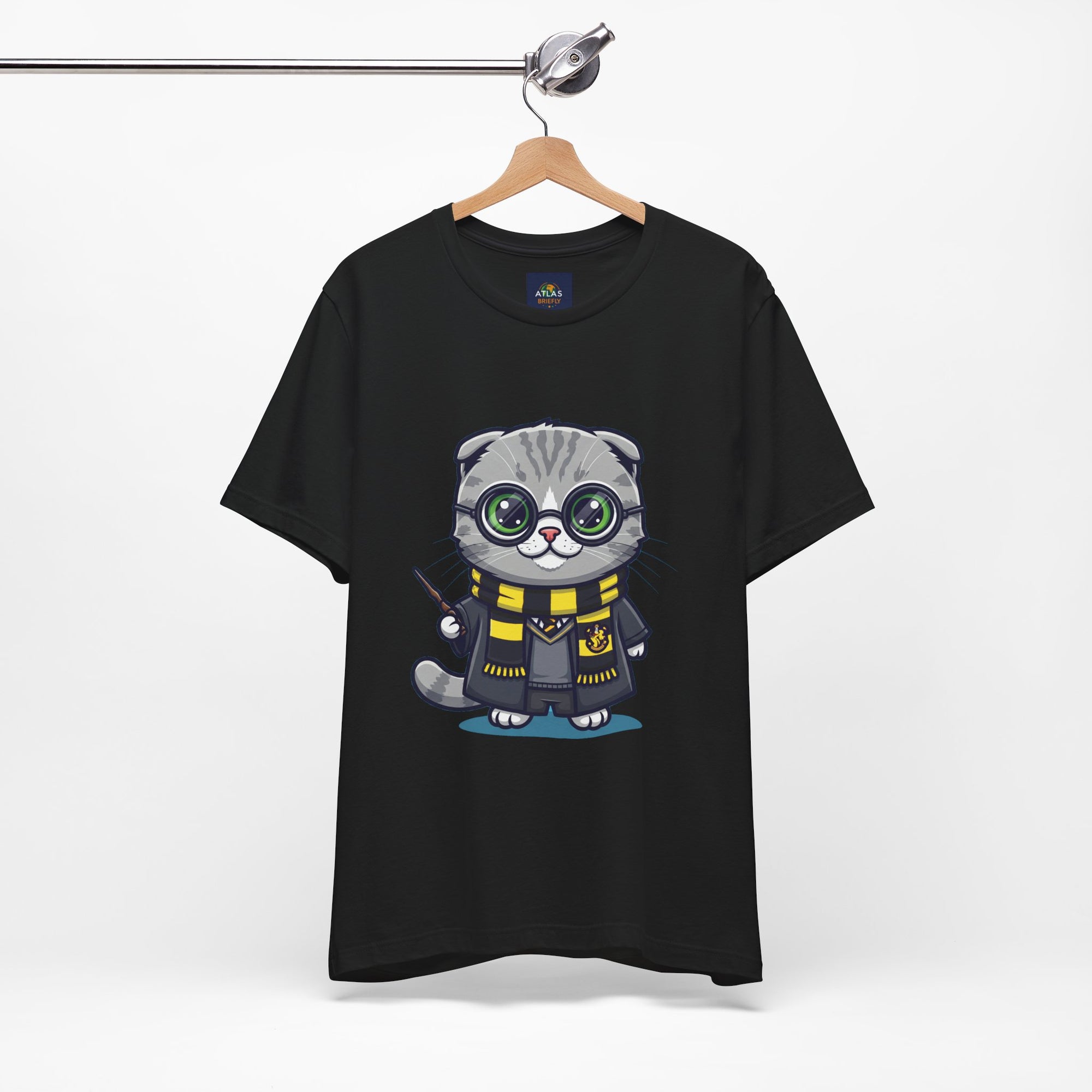 Hufflepurr Harry Potter T-Shirt - Funny Wizarding World Tee | Cute Potter Cat Gift - Atlas Briefly