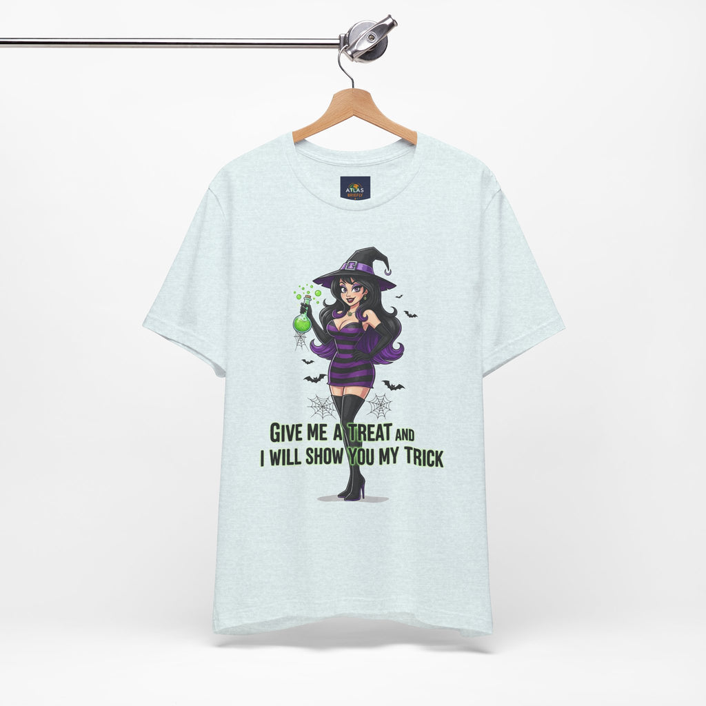 Sexy Witch Halloween T-Shirt - Flirty Witch Costume Tee | Trick or Treat Halloween Shirt - Atlas Briefly