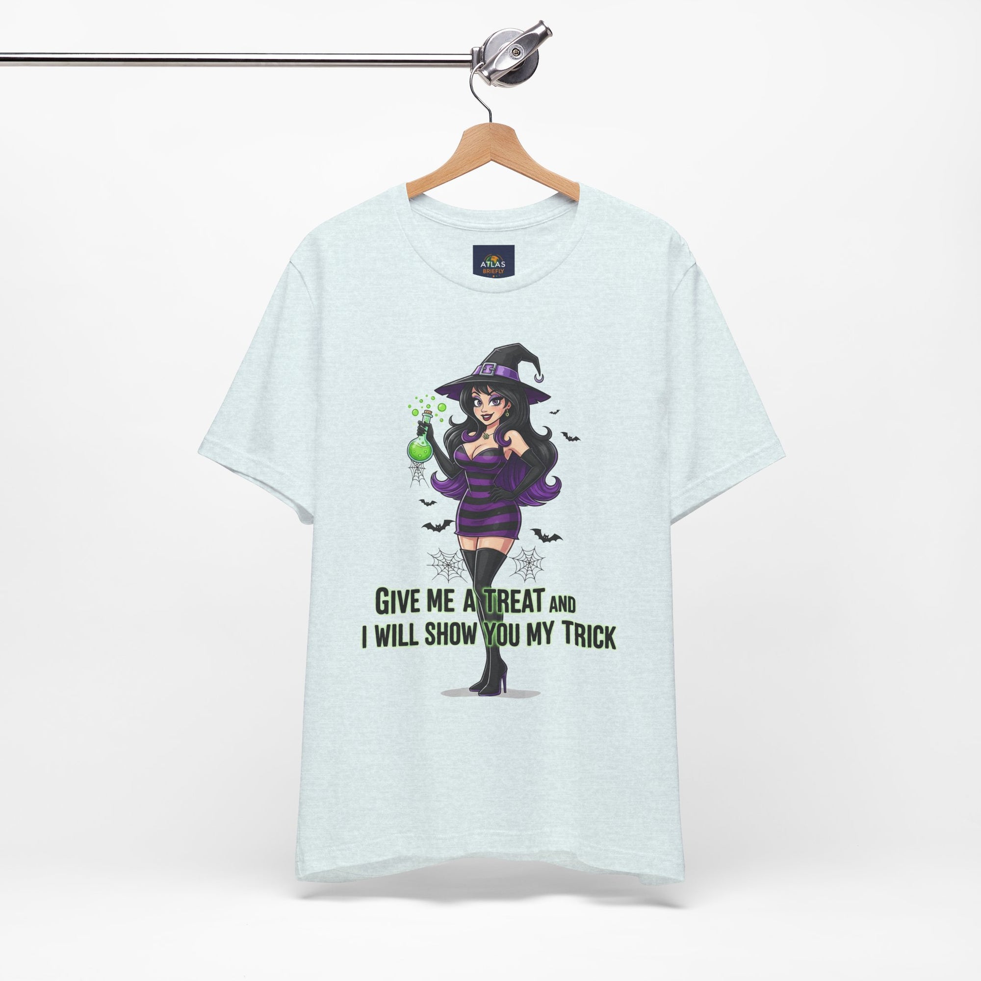 Sexy Witch Halloween T-Shirt - Flirty Witch Costume Tee | Trick or Treat Halloween Shirt - Atlas Briefly
