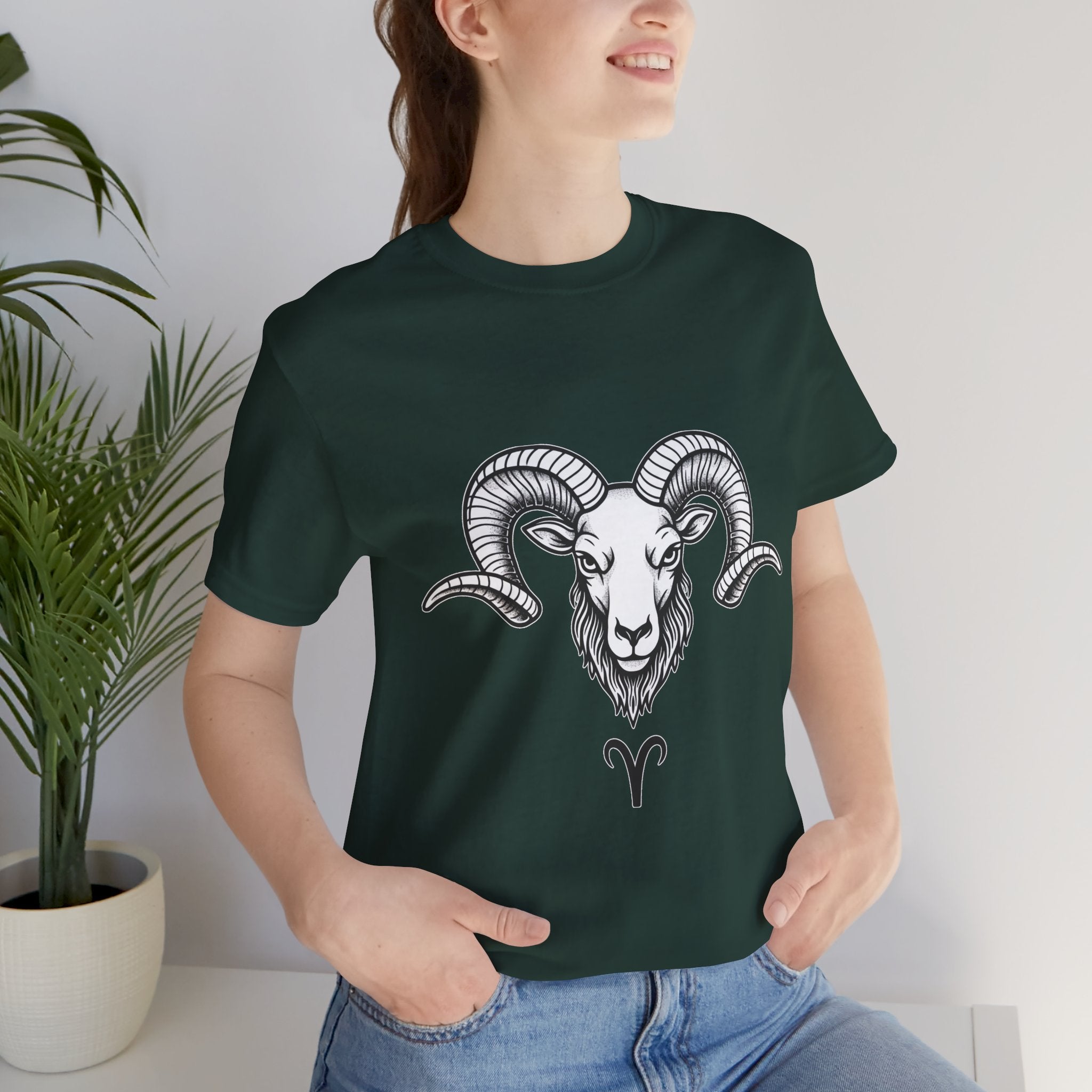 Aries Horoscope Tee - Unisex Black and White Minimal Design