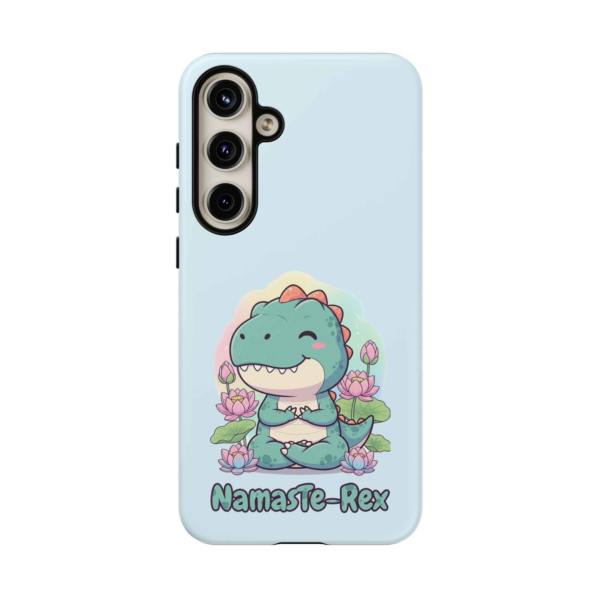 NamasTe-Rex Phone Case - Funny Yoga T-Rex Meditating Dinosaur Mobile Cover for Zen Lovers - Atlas Briefly