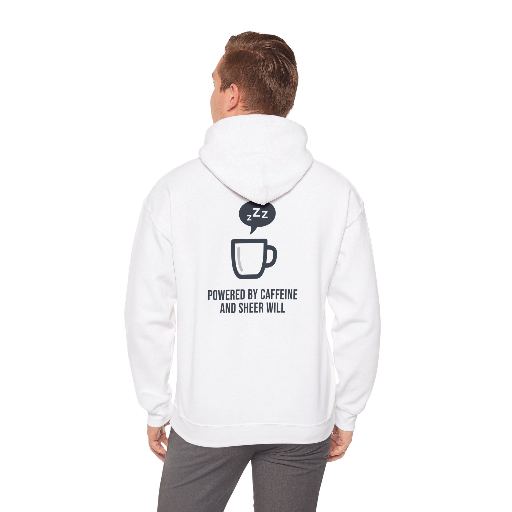 Powered by Caffeine and Sheer Will Hoodie - Funny Coffee Lover Sweatshirt | Minimalist Humor Gift - Atlas Briefly
