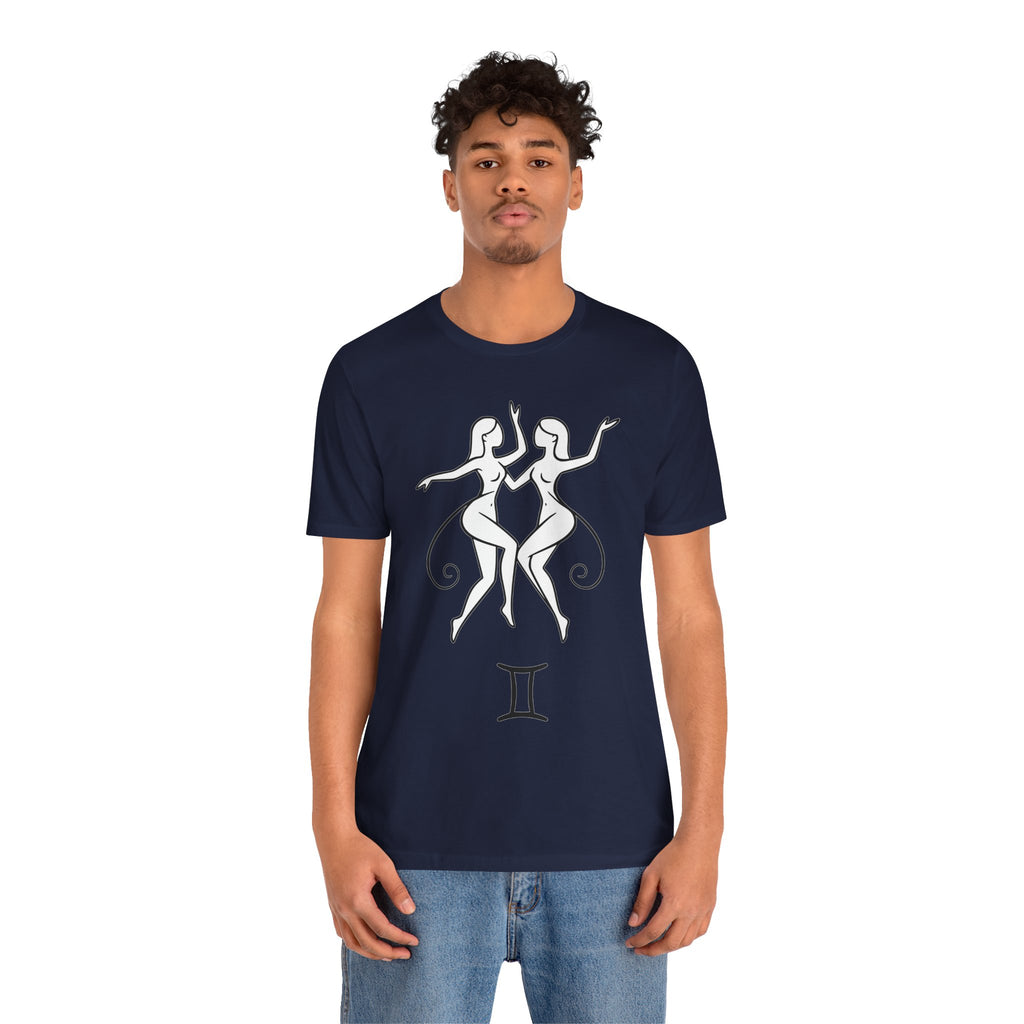 Gemini Zodiac Tee - Minimalistic Black and White Unisex Design
