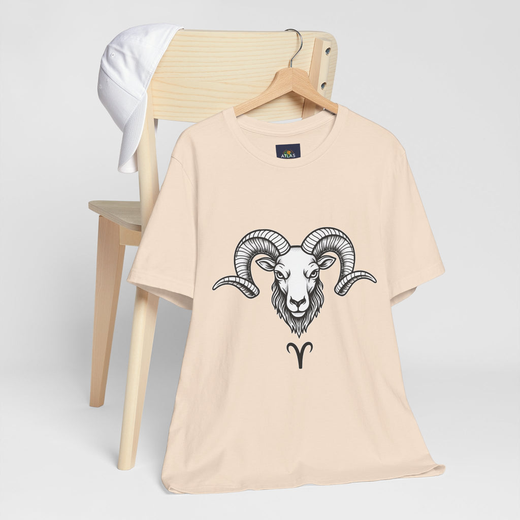 Aries Horoscope Tee - Unisex Black and White Minimal Design