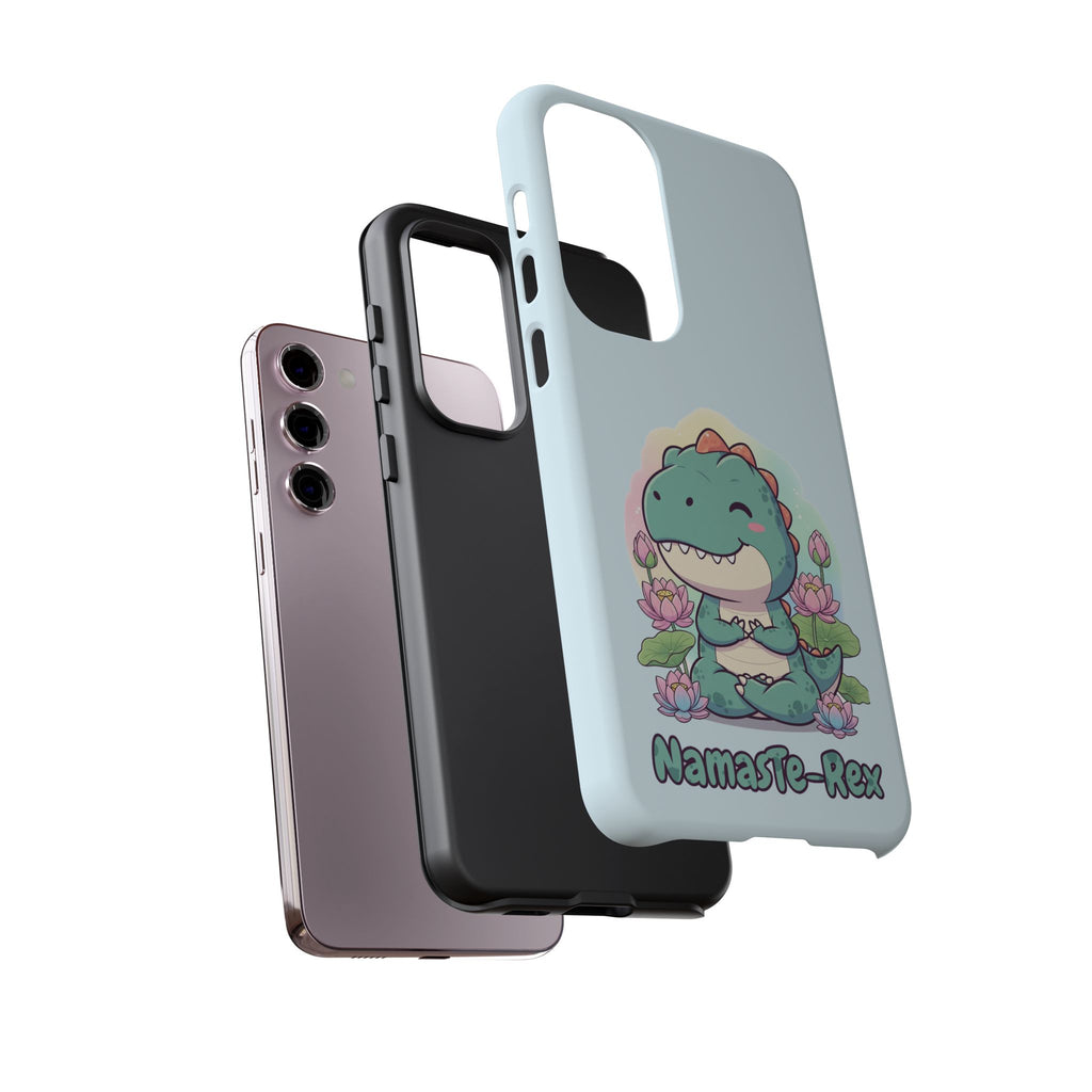 NamasTe-Rex Meditating Dinosaur Phone Case - Funny Yoga T-Rex Mobile Cover | Zen Tech Gift - Atlas Briefly