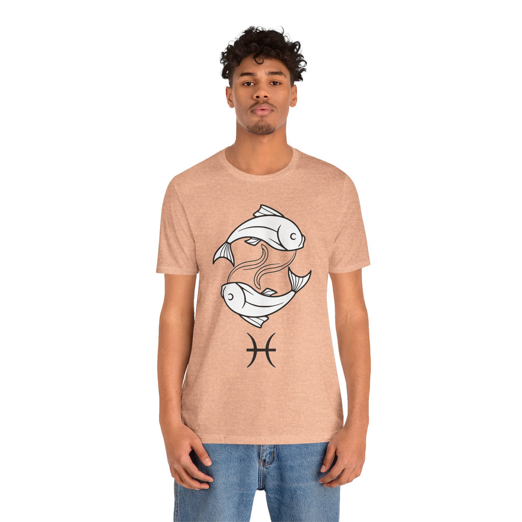 Pisces Zodiac T-shirt - Minimalist Black and White Unisex Tee