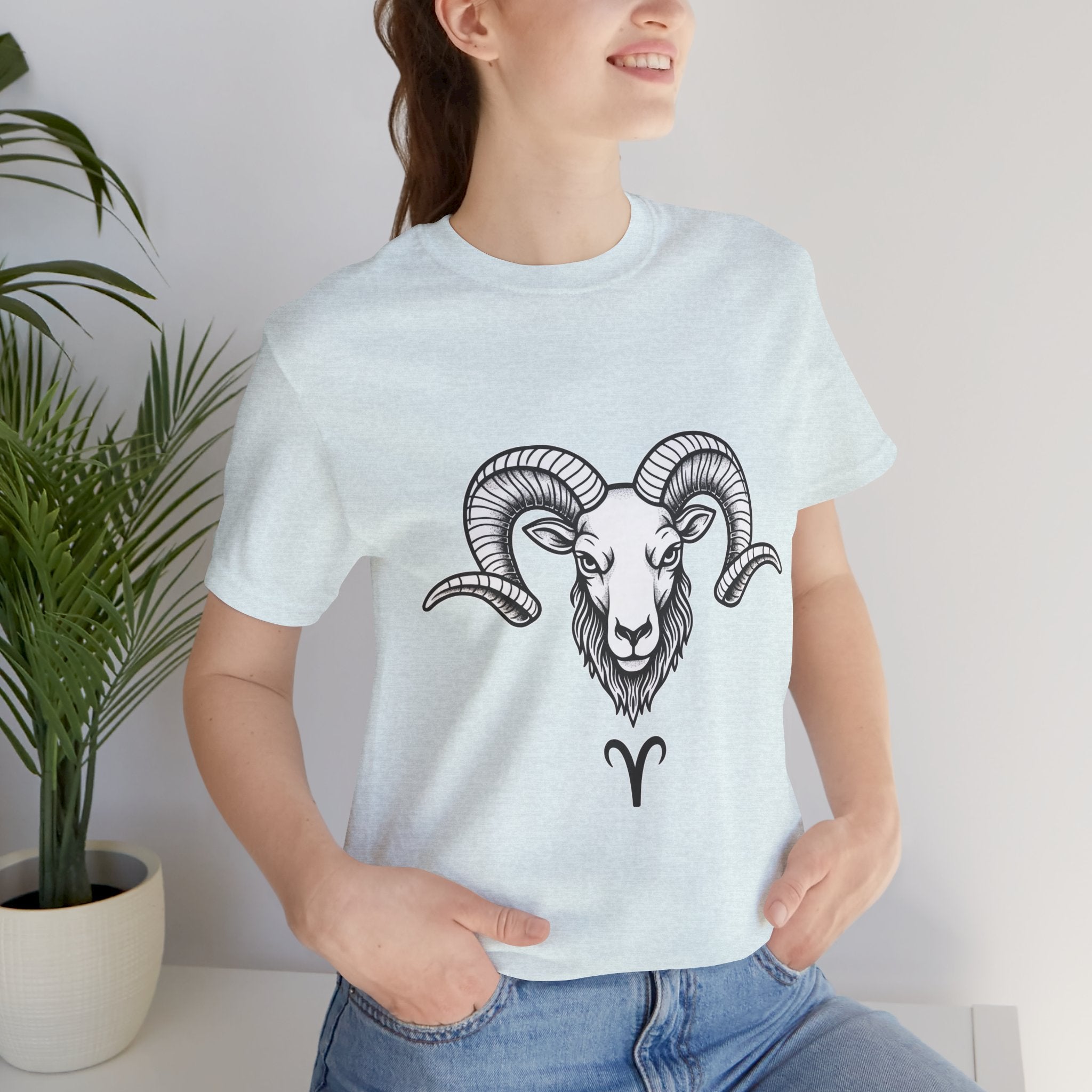 Aries Horoscope Tee - Unisex Black and White Minimal Design