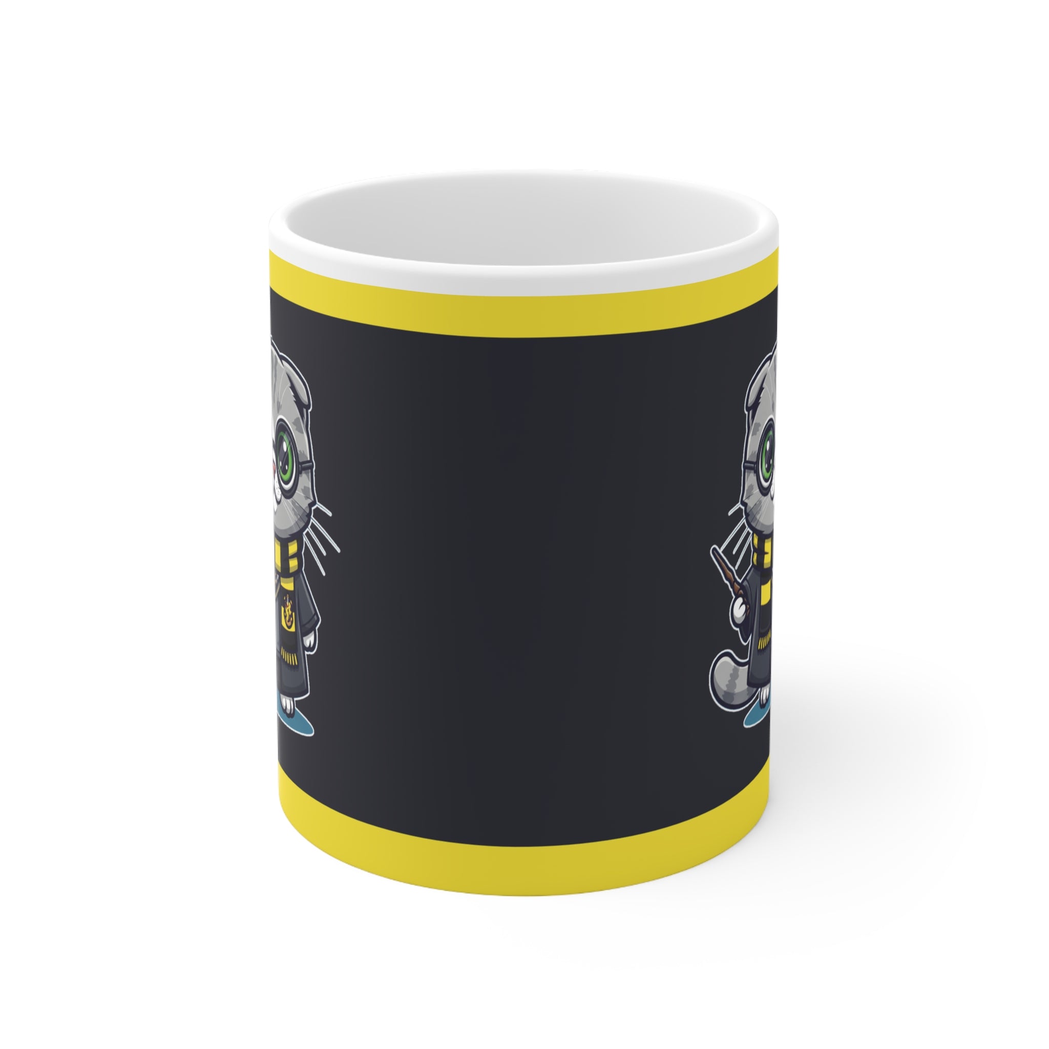 Harry Potter Hufflepuff Cat Mug - Adorable Wizard Kitty Coffee Cup | Ideal Potter Gift