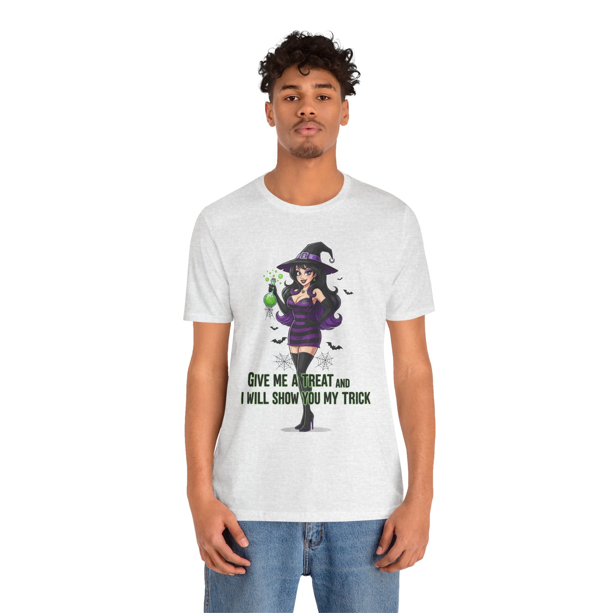 Sexy Witch Halloween T-Shirt - Flirty Witch Costume Tee | Trick or Treat Halloween Shirt - Atlas Briefly