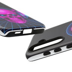 Neon Skull Synthwave Phone Case - Retro 80s Cyberpunk Mobile Cover | Vaporwave Tech Gift - Atlas Briefly
