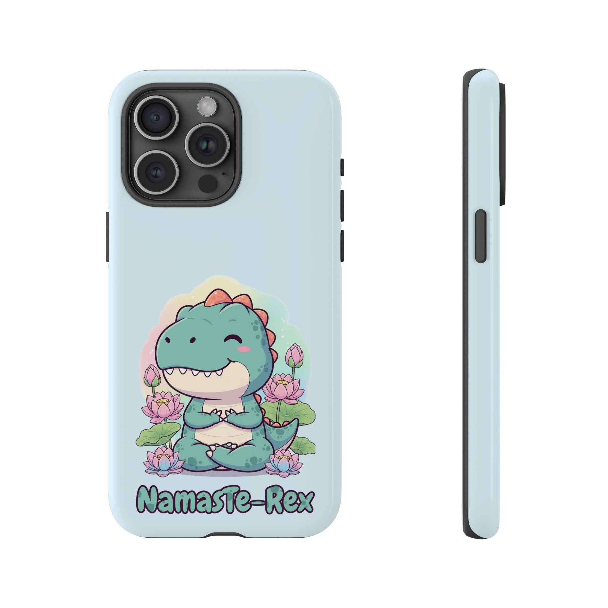 NamasTe-Rex Phone Case - Funny Yoga T-Rex Meditating Dinosaur Mobile Cover for Zen Lovers - Atlas Briefly
