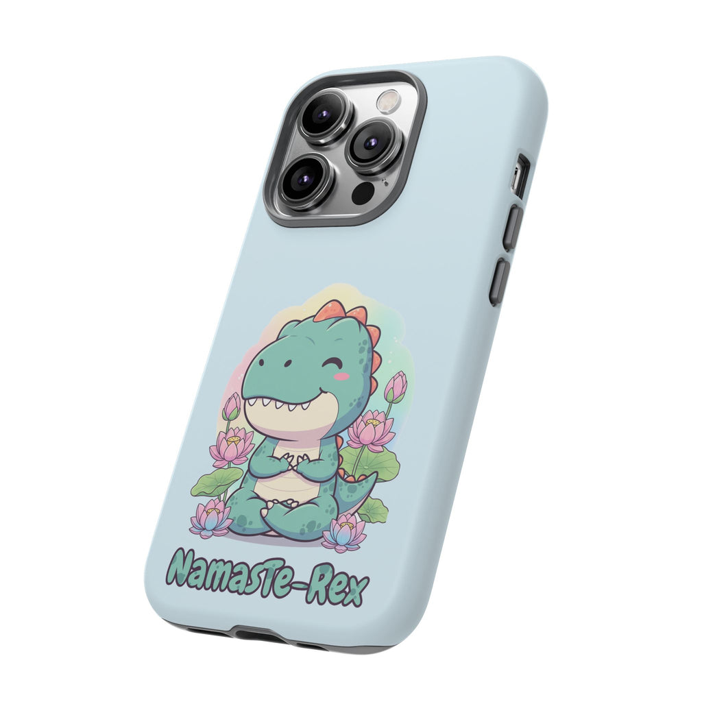 NamasTe-Rex Meditating Dinosaur Phone Case - Funny Yoga T-Rex Mobile Cover | Zen Tech Gift - Atlas Briefly