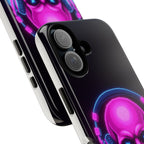 Neon Skull Synthwave Phone Case - Retro 80s Cyberpunk Mobile Cover | Vaporwave Tech Gift - Atlas Briefly
