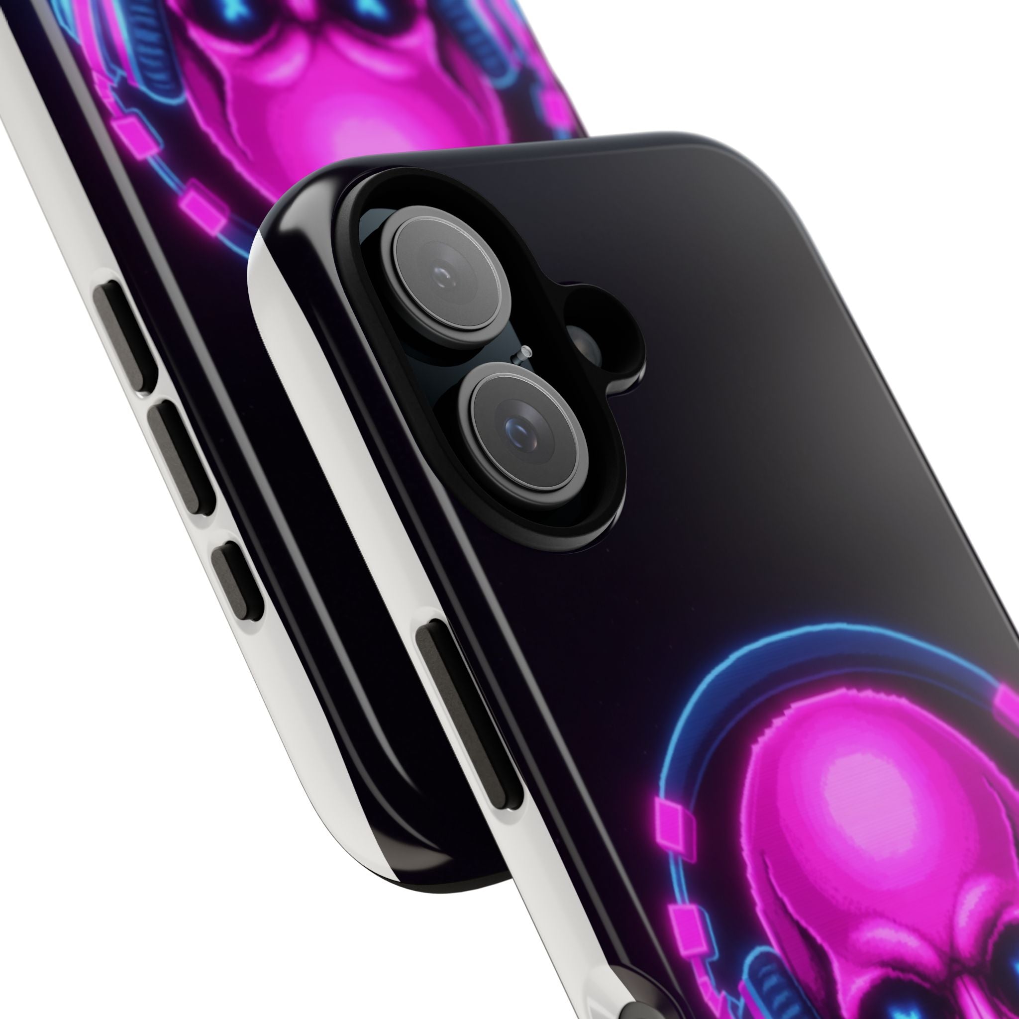 Neon Skull Synthwave Phone Case - Retro 80s Cyberpunk Mobile Cover | Vaporwave Tech Gift - Atlas Briefly