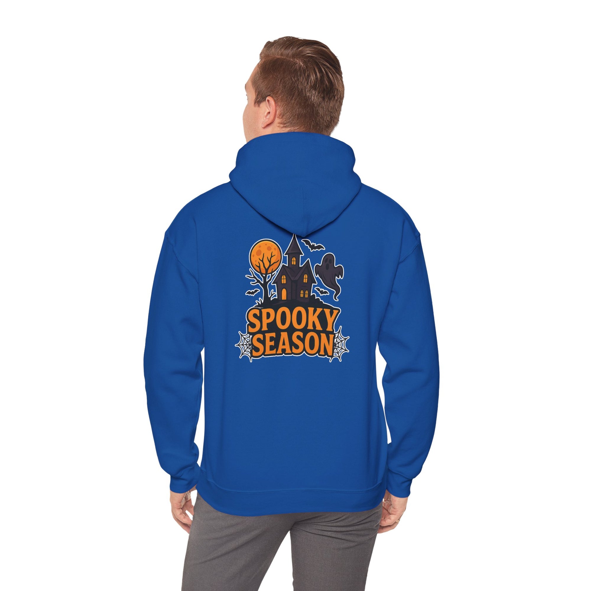 Spooky Season Halloween Hoodie - Haunted House Ghost Bat Design | Cozy Halloween Sweatshirt - Atlas Briefly