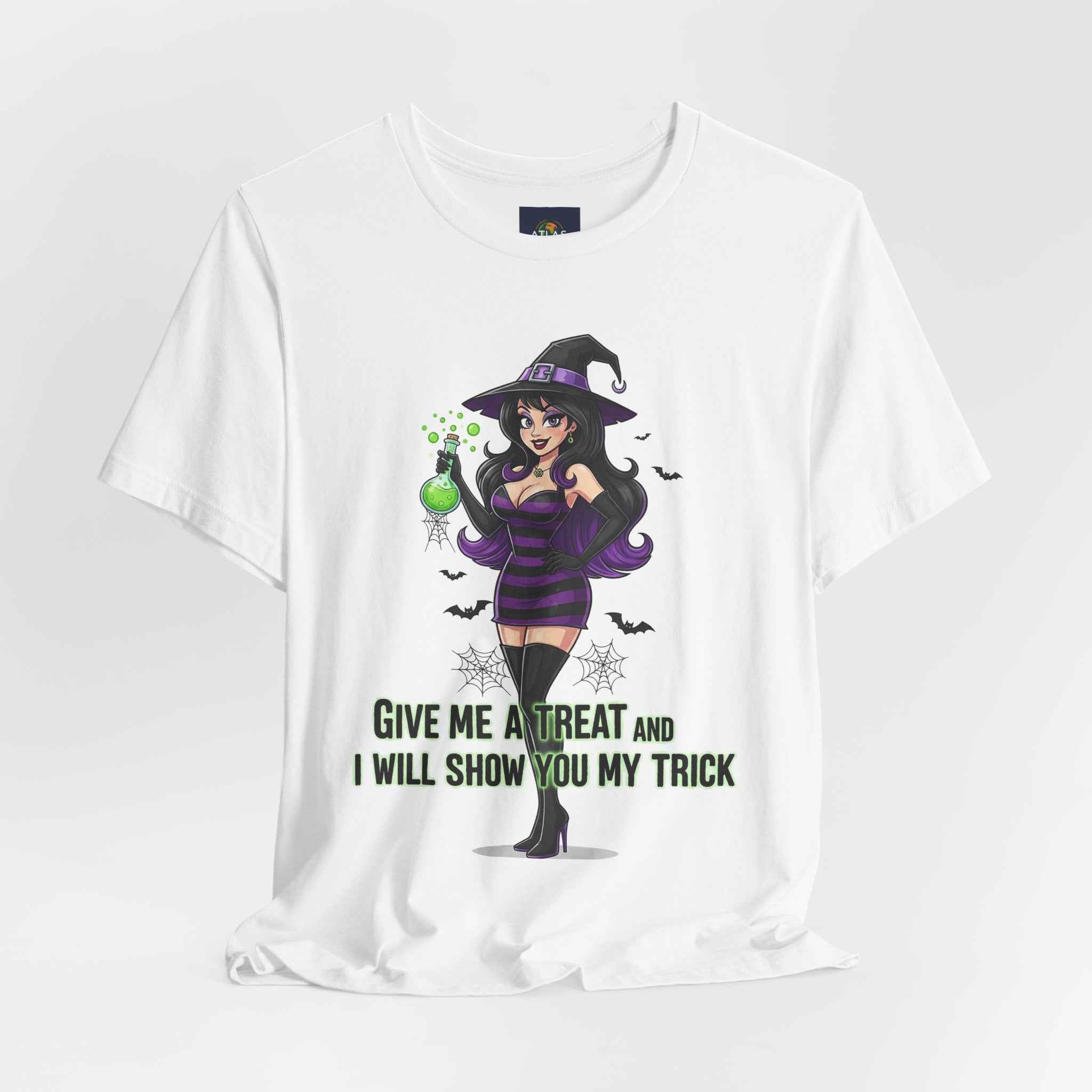 Sexy Witch Halloween T-Shirt - Flirty Witch Costume Tee for Trick or Treat - Atlas Briefly